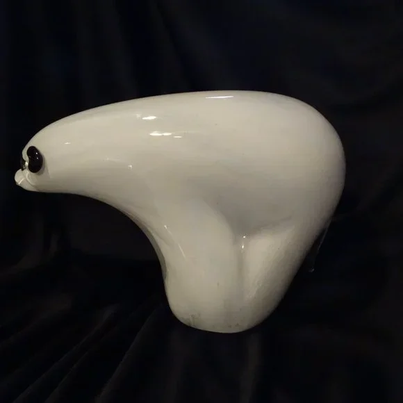 Polar bear - collectible vintage crystal, signed by Mario Brogi